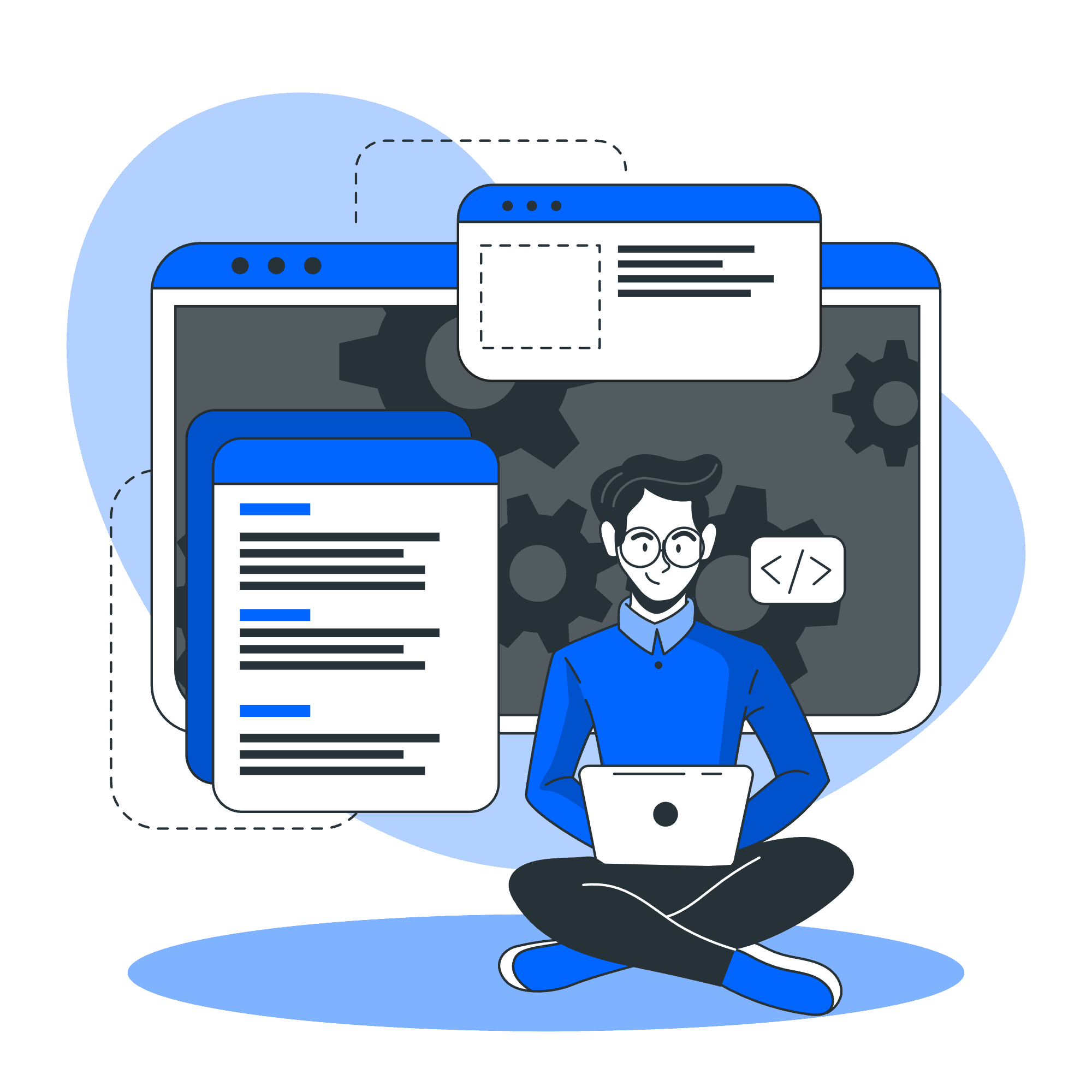Developer working on software
